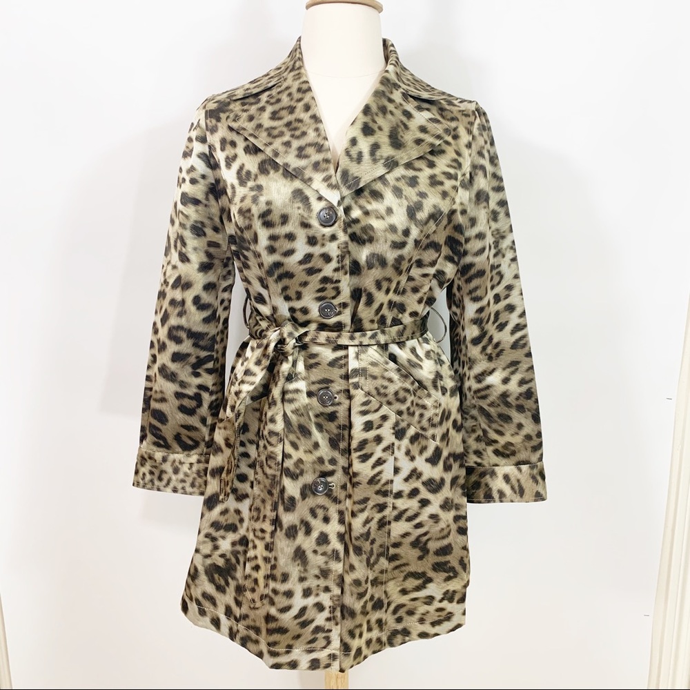 Jones New York Ladies 1X Animal Print Trench